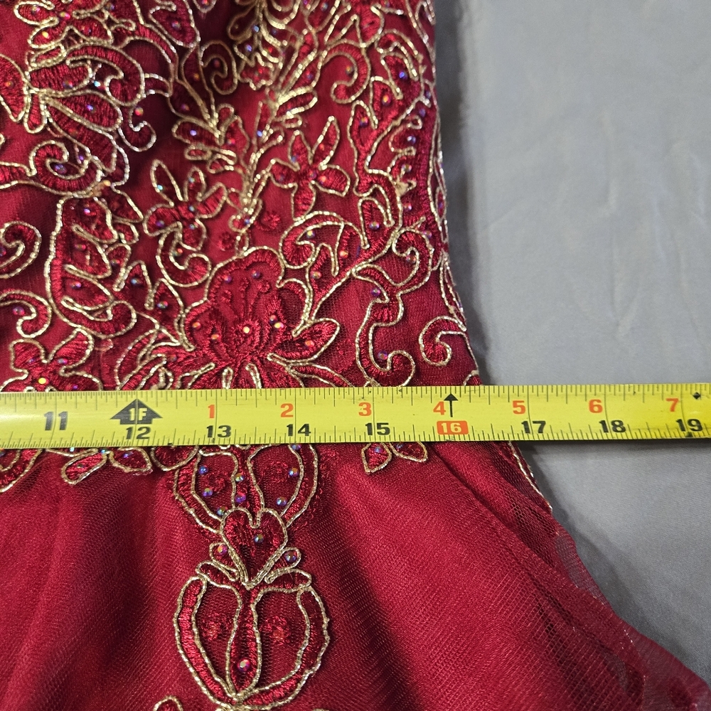 Anny Lee Sz XL Red Sleeveless V Neckline Zipper Embroidered Dress - Picture 6 of 6